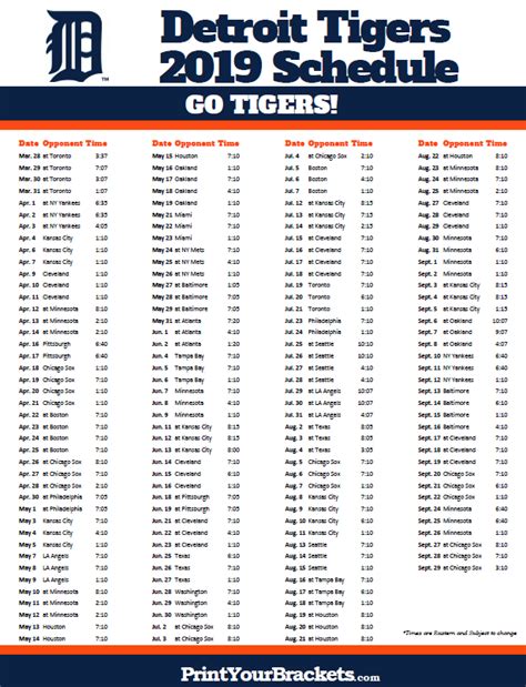 detroit tigers schedule 2019